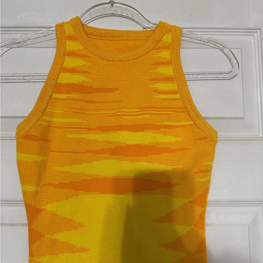 Vibrant Orange and Yellow Knit Tank Top